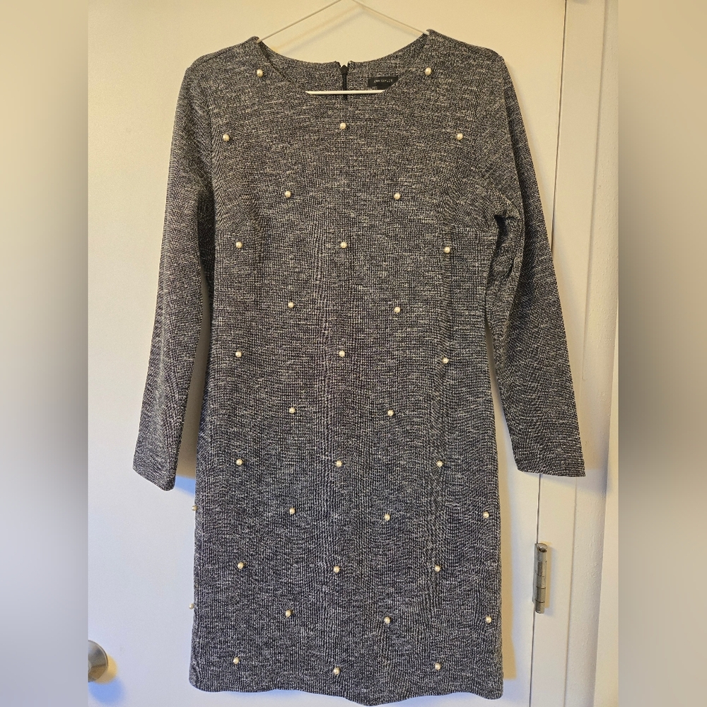 EUC Ann Taylor Pearl Dress Gray, Lined - Picture 1 of 9